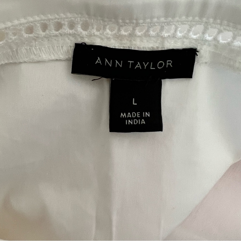 Ann Taylor blouse crisp white cotton blouse size large - Picture 6 of 8